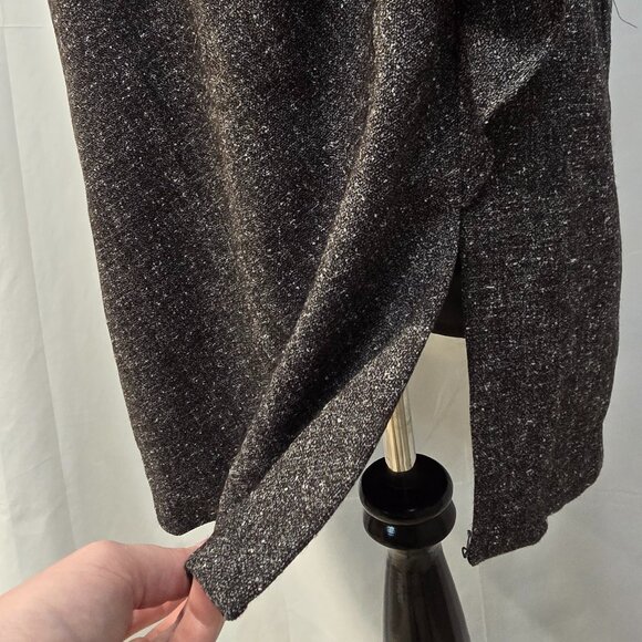 White House Black Market Gray Ruffle Dress Size 14 Lined Slit - Picture 5 of 8